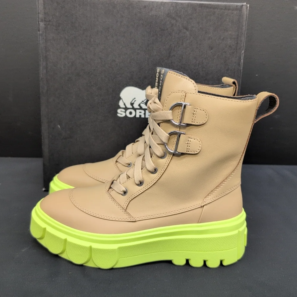 SOREL Caribou X Chelsea Waterproof Leather Lace-Up Boot Women's US 8.5 Canoe - Picture 3 of 14